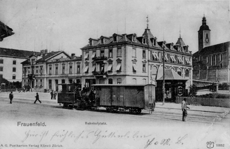 Frauenfeld Bahnhof Dampflokomotive FW-Bahn um 1900