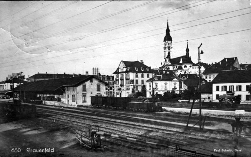 Frauenfeld Bahnhof Merkur Hirschen Kirche um 1920