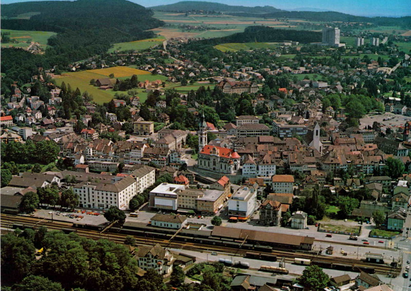 Frauenfeld Flugaufnahme Bahnhof Altstadt