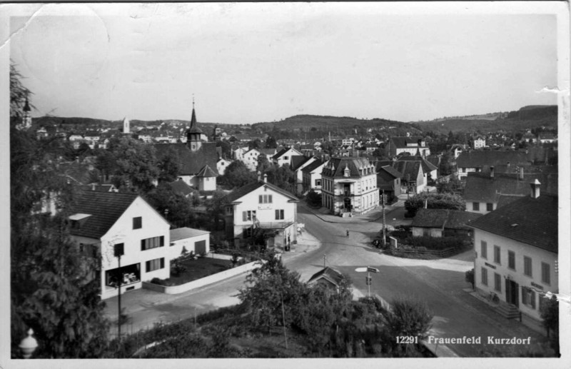 Frauenfeld-Kurzdorf Schaffhauserplatz vom Matthof herab um 1940
