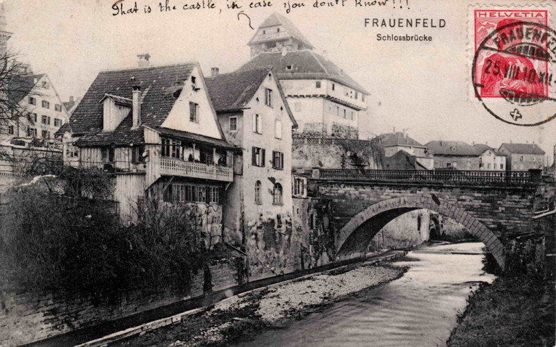 Frauenfeld Schloss-Brcke Murg mit Kanal um 1905