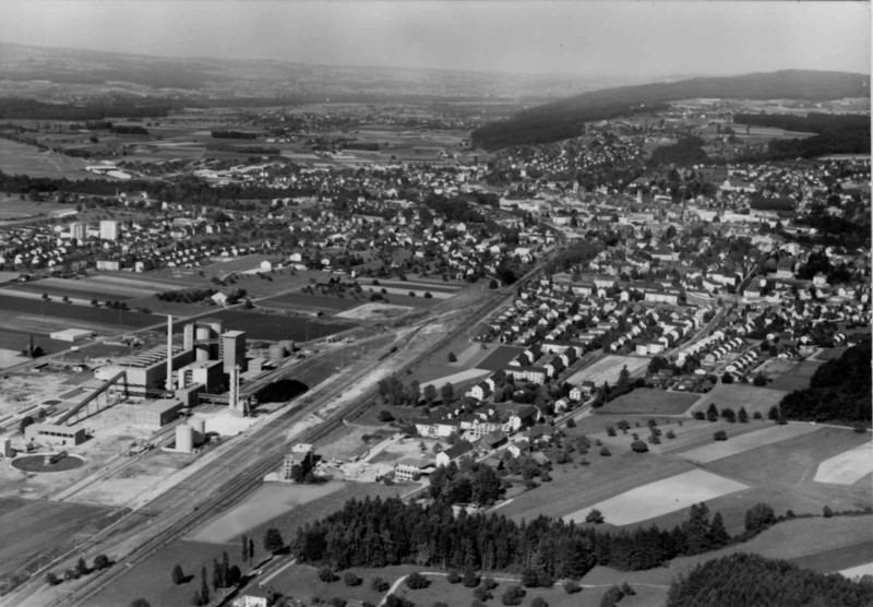 Frauenfeld Zuckerfabrik Flugaufnahme um 1963