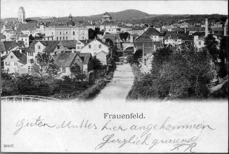 Frauenfeld von Norden mit Murg um 1900